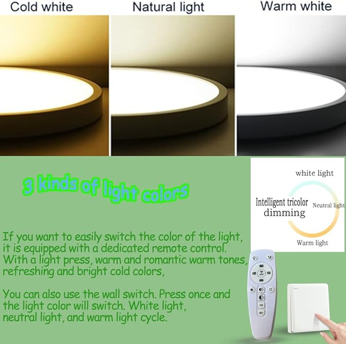 Cloud Shape LED Ceiling Light, 54W, 26 inch,Green Frame Kids Room, 3-Color Dimmable with Remote, for 10-18m² Room/Children's Room Ceiling lamp