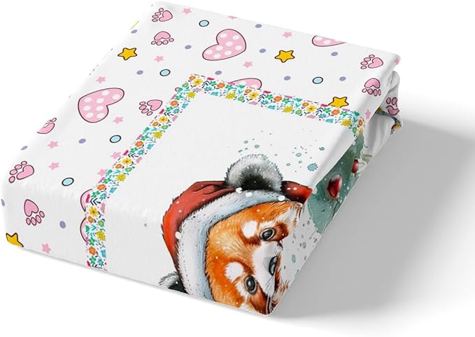 Feelyou Christmas Duvet Cover Set Xmas Tree Bedding Set for Kids Boys Girls Red Panda Love Print Comforter Cover Cute Animal Quilt Cover Room 2Pcs Toddler Size,Zipper,No Comforter
