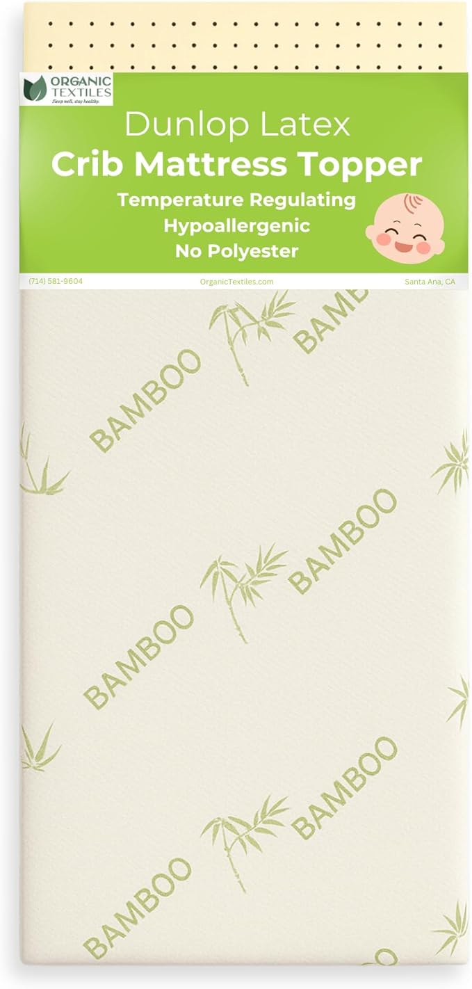 ORGANIC TEXTILES Organic Baby Mattress Topper with Rayon Derived Bamboo Removable Cover - GOLS/GOTS Certified - Breathable - 2" Mini Sleeper (31"x18")