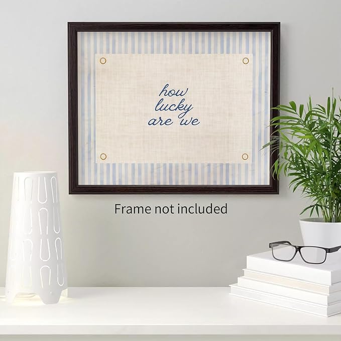 YYS Blue Trendy Inspirational Posters How Lucky Are We Wall Art Positive Affirmations Quote Minimalist Canvas Prints for Apartment Dorm Bedroom Wall Decor 12x16 inch Unframed