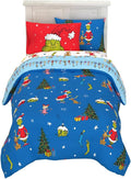 Grinch by Dr. Seuss Holiday & Christmas Bedding Soft Comforter and Sheet Set with Sham, 5 Piece Twin Size, (Official Dr. Seuss Product) by Franco