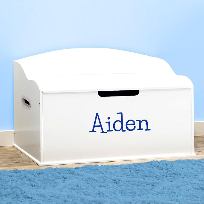 DIBSIES Personalized Creative Wonders Toy Box, Signature Series for Boys, 30 x 19.25 x 18 inches, Soft-Close Lid (White)