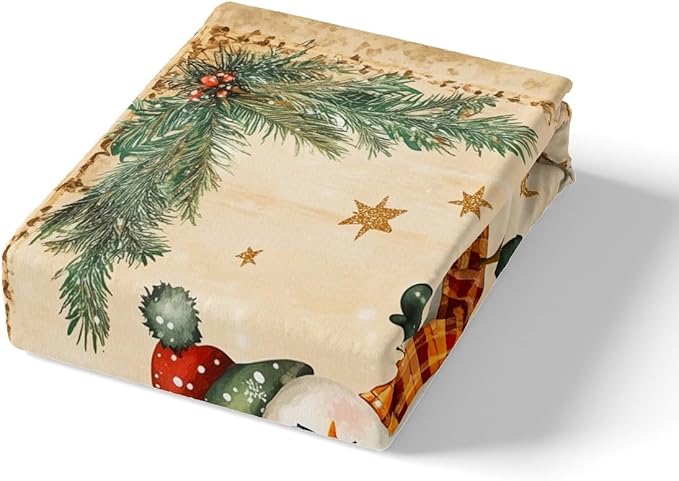 Manfei Christmas Kids Duvet Cover Set Twin Size, Cute Snowman Bedding Set for Boy Girl Room Decor, New Year Holly Leaf Print Comforter Cover, Lightweight Bedspread Cover, 1 Pillowcase, No Comforter