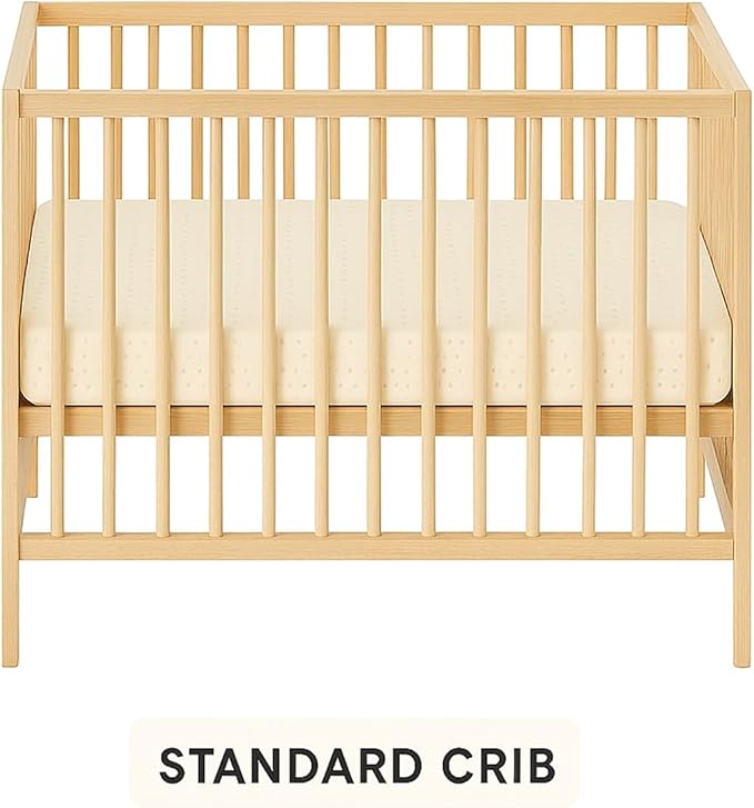 Organic Baby Mattress Topper with Rayon Derived Bamboo Removable Cover - GOLS/GOTS Certified - Breathable, Hypoallergenic, Non-Toxic, USA Made - 3" Standard (52"x28")