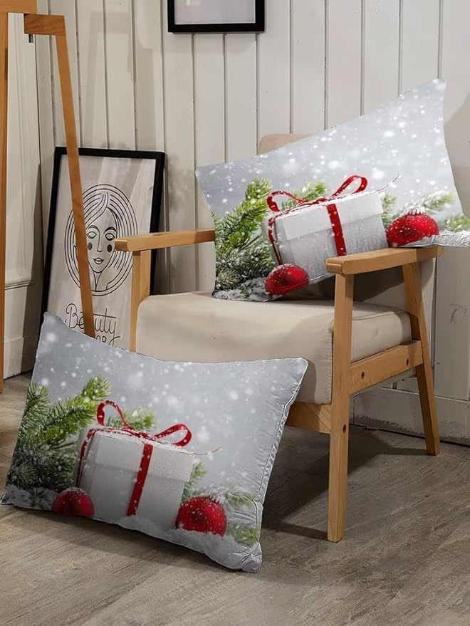 kxry Christmas Snow Scene Twin Size Comforter Set Evergreen Bough Bed Set for Girls Boys Kids Red Balls Bedding Quilt Duvet 1 Comforter + 1 Pillow Case