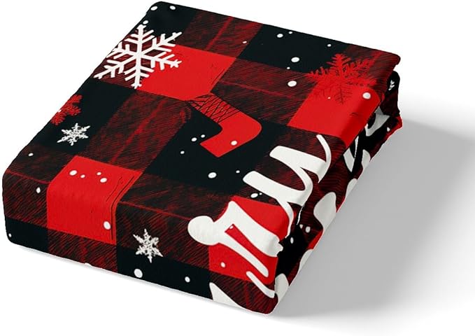 Red Black Plaid Duvet Cover Set Twin Size Merry Christmas Bedding Set 2pcs for Kids Boys Teens Western New Year Theme Comforter Cover White Snowflake Print Quilt Cover with 1 Pillowcase,No Comforter