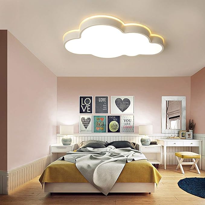 LAKIQ Modern Creative Acrylic LED Lights Cloud Shape Children Room Ceiling Light Flush Mount Ceiling Chandelier Lighting Fixture for Kids Bedroom Kindergarten Living Room(21.5'',Warm Light)