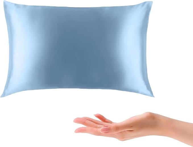 ROSEWARD Organic Silk Baby Pillowcase with Zipper, Small 10"x13" Pillow Cover for Boys & Girls, Ideal for Bed & Travel, Soft for Kids Hair & Skin, Hypoallergenic Pillowcases for Toddlers (Blue Grey)