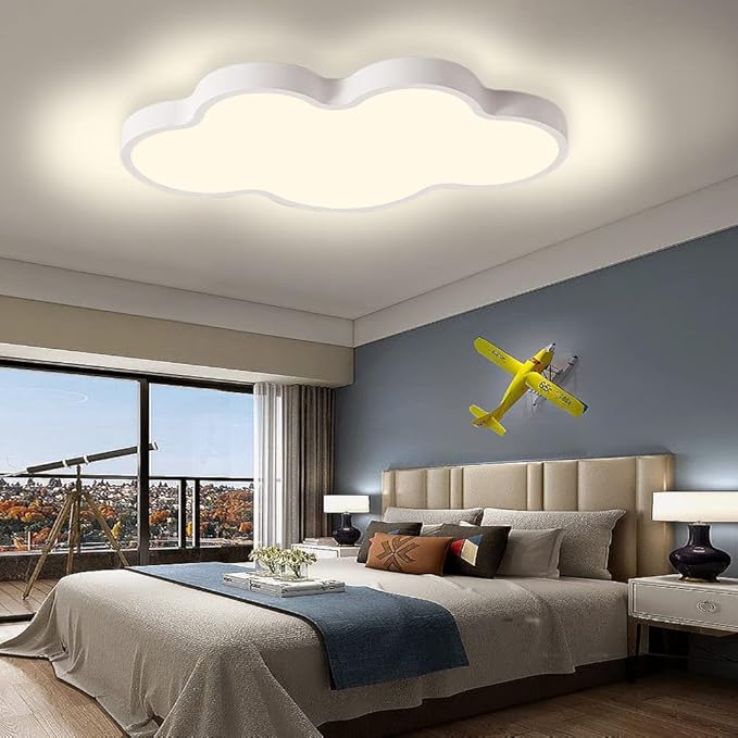 LED Ceiling Light Fixture,19 Inch Modern Cloud Shape Recessed Ceiling Lights, Dimmable Light,White 29W Close to Ceiling Lighting Flush Mount Living Room Bedroom,3000K-6000K