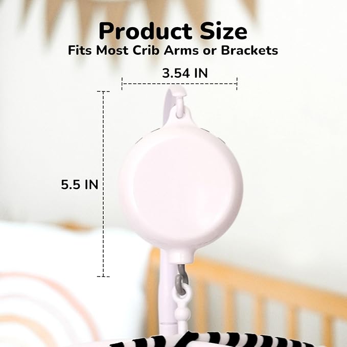 Baby Mobile Motor, Music Box for Crib Mobile, 3 Modes (Music Only, Spin Only, Both), Adjustable Volume, Auto Off 30 Minutes, Crib Mobile Spinner for Baby Nursery