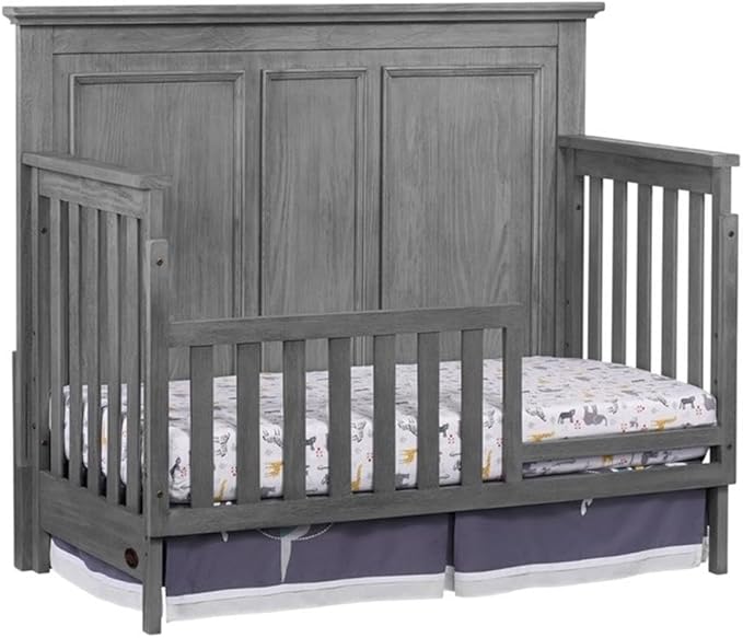 Pemberly Row Modern Wood 4 in 1 Convertible Crib in Graphite Gray