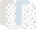 4 Pack Mini Crib Sheets Fitted - 38"x26" Pack and Play Sheets for Playard Mattress, Portable Mini Crib | Soft & Skin Friendly Pack N Play Sheets for Boys (Elephant & Woodland)
