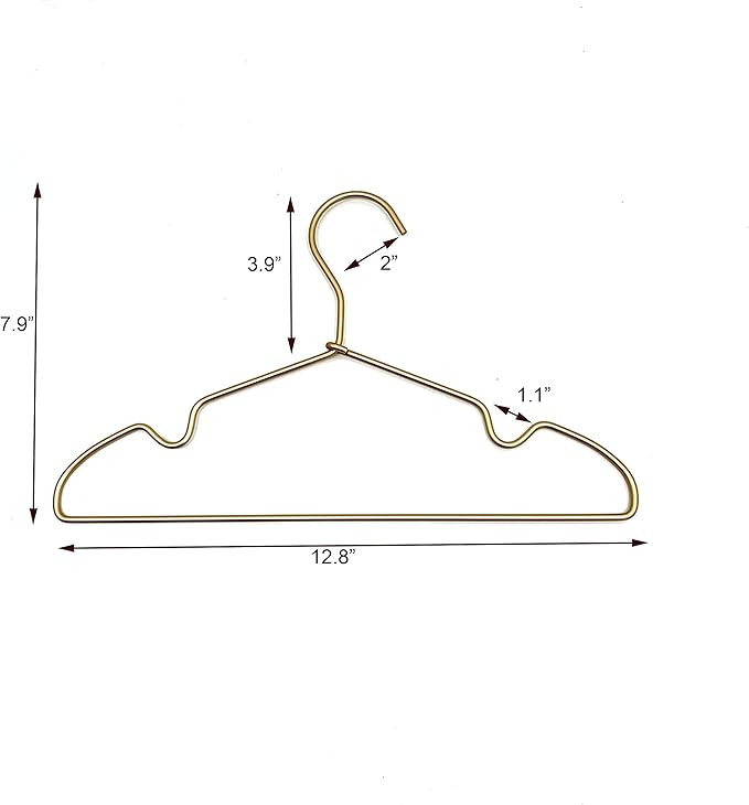 12.6" Matte Gold Metal Kids Baby Hangers, 30Pack, Non Slip, Suit for Coated Wire Children Clothes Hangers Closet Storage, Retail Display Space Saving for Toddler Coats Infant Hangers