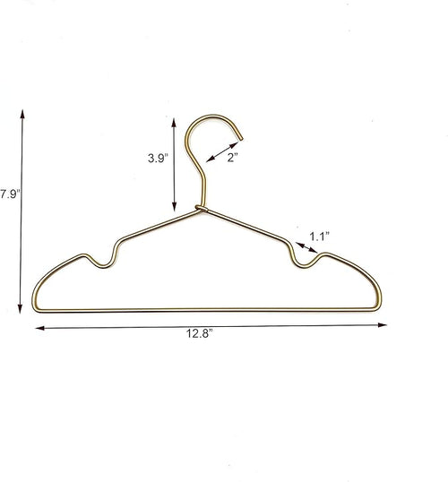 12.6" Matte Gold Metal Kids Baby Hangers, 30Pack, Non Slip, Suit for Coated Wire Children Clothes Hangers Closet Storage, Retail Display Space Saving for Toddler Coats Infant Hangers