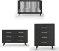 Child Craft Cranbrook 3-Piece Nursery Set, Includes 4-in-1 Convertible Crib, Dresser and Chest, Crib Grows with Your Baby (Ebony)