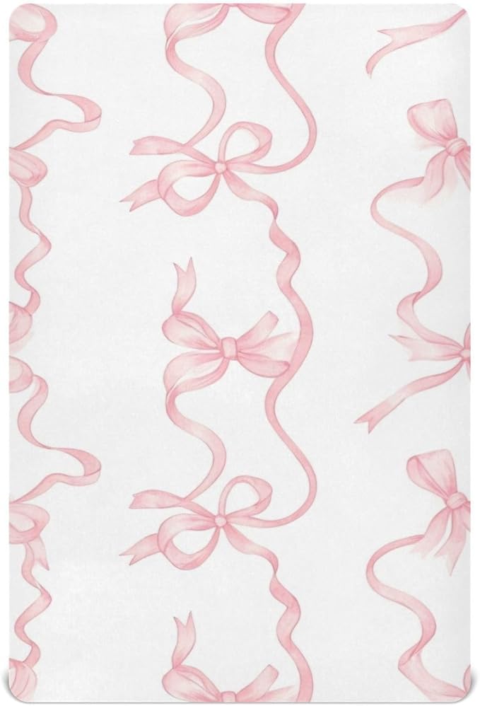 Watercolor Bows Crib Sheets for Boys Girls Pack N Play Sheet Soft Breathable Mini Crib Sheets 39" x 27"