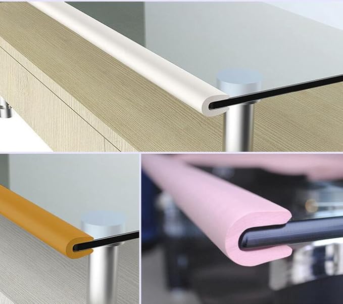 M2cbridge U Shape Extra Thick Furniture Table Edge Protectors Foam Baby Safety Bumper Guard 6.5 Ft (Off White with 4 Corners)