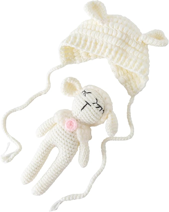 Jastore Infant Newborn Photography Prop Photo Crochet Boys Girls Knit Toy Rabbit Hats