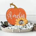 IZI POD Personalized Wooden Name Sign, Round 3D Nursery Name Sign, Pumpkin Sunflower Nursery, Baby Name Sign, Wooden name signs for nursery, Little Pumpkin Decor, Baby Shower, Name signs for kids gift/14, Design 14