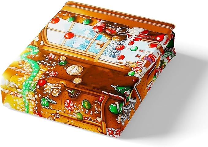 Feelyou Kids Christmas Gingerbread House Duvet Cover, Funny Gingerbread Man Bedding Set Queen Size, Merry Christmas Comforter Cover
