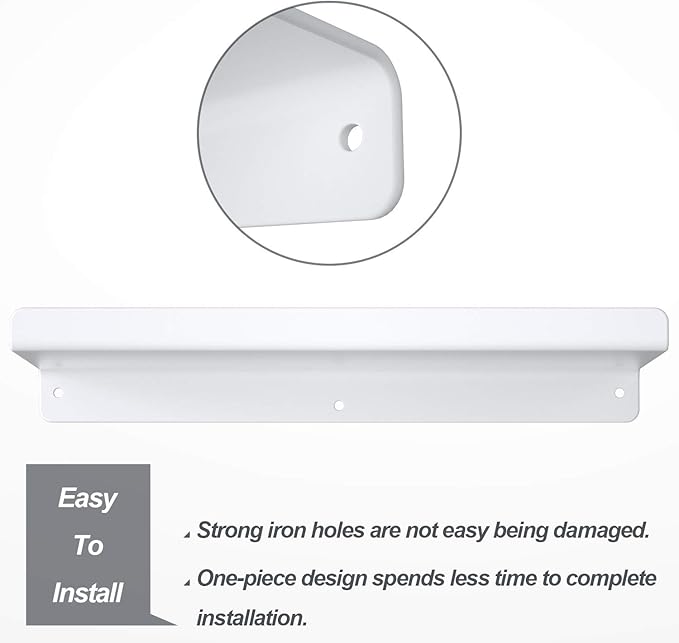SRIWATANA White Metal Wall Shelves, 2 Set Floating Shelves for Bedroom, Living Room, Bathroom, Kitchen - Matte White