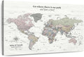 ElephantStock - Personalized Leave A Trail Iii Push Pin World Map Wall Art - Horizontal Canvas Wall Art - Living Room Wall Decor - Digital Art Map Canvas Art - White And Gray Decor - 12" x 8"