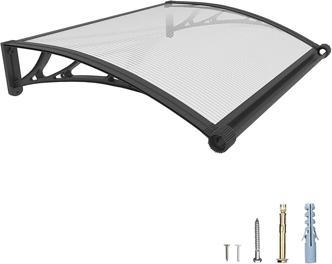32''*40'' Window and Door Exterior, UV/Rain/Snow/Sunlight Protection Sheet,UPF 50+ Polycarbonate Overhang Canopy,House Overdoor Awnings for Door Entrance Outside/Patio/Porch/Deck