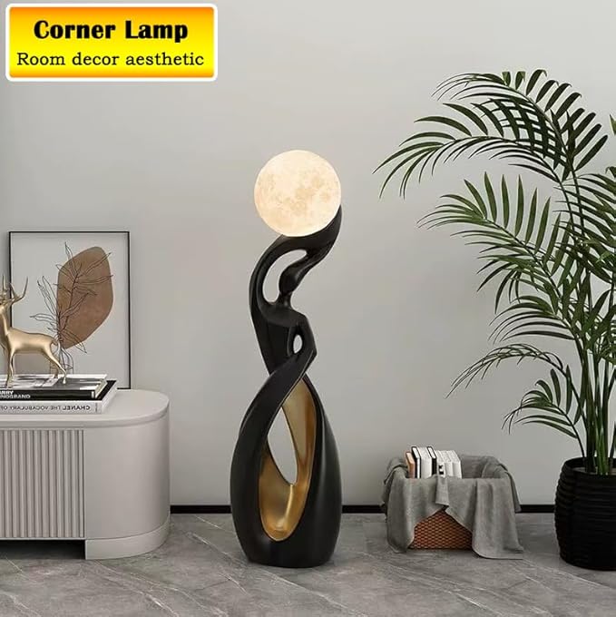 Bofea-Modern Minimalist Floor Lamp,Creative Nordic Living Room Bedside Bedroom with 3D Moon Tall Lights,Art Decoration Lamp for Bedroom Girls Room, Dresser, Office.