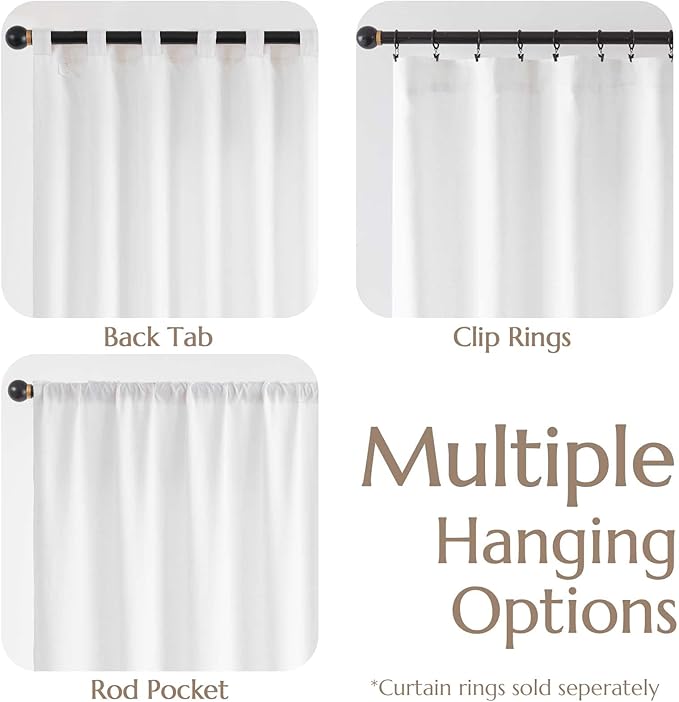 jinchan Linen Curtains with Privacy Lining 96 Inch Length White Farmhouse Closet Lined Drapes for Small Narrow Window Bedroom Living Room Bay Window 2 Panels Rod Pocket Back Tab