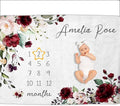 OLIVE OLIVIA Personalized Baby Gifts with Customized Name - Monthly Milestone Blanket for Girls and Boys, Perfect Custom Gift, 60"x80"