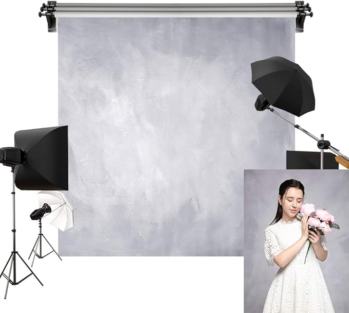 Kate 8x8ft/2.5x2.5m Light Grey Background Light Purple Backdrop Retro Textured Abstract Photography Props Studio Digital Printed Backdrop