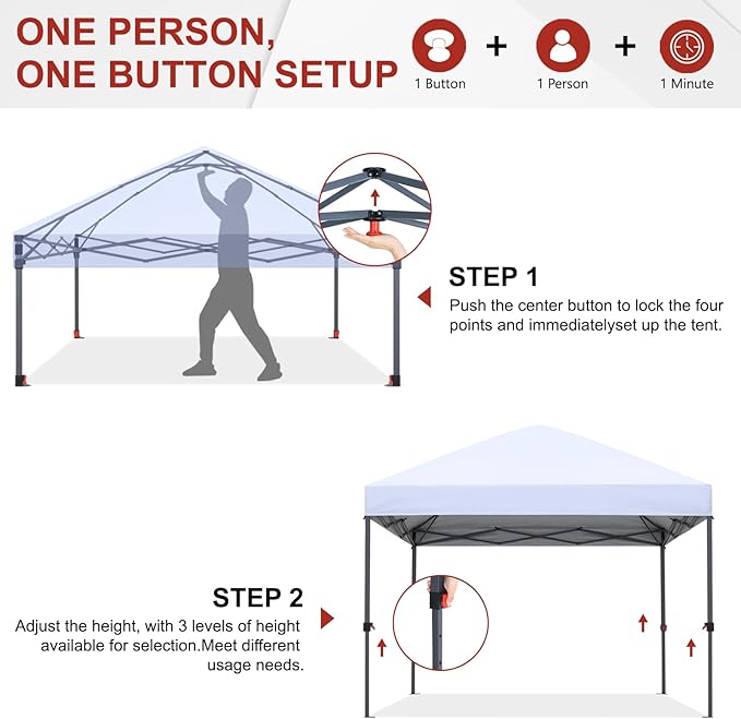 ABCCANOPY Pop Up Canopy - Outdoor Patio Portable Canopy Tent Heavy Duty for Backyard and Deck with 4 Sandbags(Light Gray, 8x8)