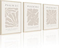 Joocrise Scripture Christian Wall Art Set of 3 Beige Bible Verses Wall Decor Neutral Psalm Canvas Wall Art Modern Pictures Flower Prints Christian Artwork for Living Room Bedroom 12x16 Inch Framed