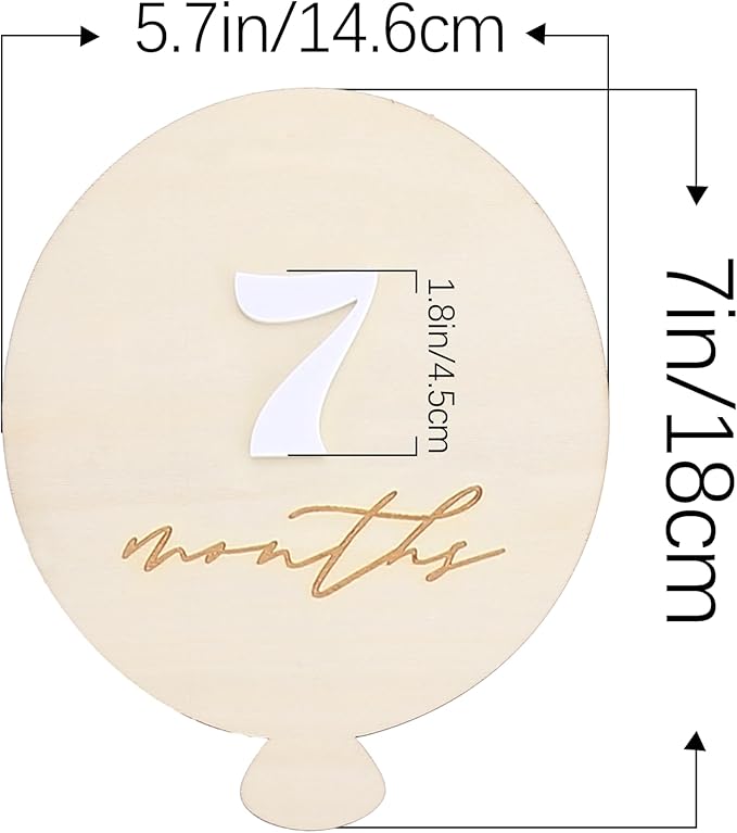 Wooden Balloon Baby Milestone Cards - Wooden First Year Milestone Signs,Baby Announcement Monthly Milestone Markers,Baby Shower Photography Props