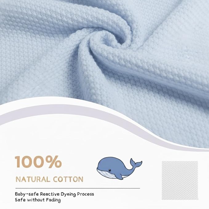 Cotton Baby Blanket with Ruffle Edge Soft Breathable Newborn Blanket for Boys & Girls, Lightweight Knit Throw for Crib, Stroller & Nursery Multiple Colors Available Blue 30x30