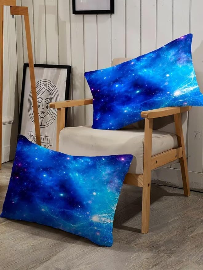 kxry Blue Galaxy Space Comforter Set Queen Size Outer Space Starry Sky Universe Bedding Sets for Girls Teens Kids Soft Microfiber Lightweight Comforter Set with 1 Comforter + 2 Pillow Cases