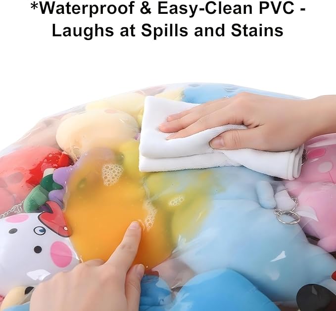 Clear Stuffed Animal Storage Bean Bag Chair Cover - Extra Large 150L, Waterproof & Easy-Clean Toy Organizer with Plastic Window,forNursery, Bedroom, Playroom (Cover Only, No Filler) (C2pcs)