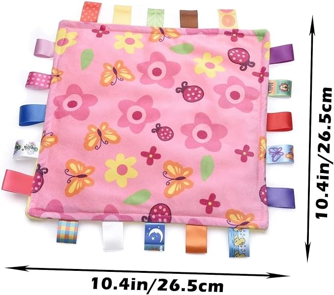 Inchant Colorful Ribbons Baby Taggy Blanket Comforter appese Towel, Flower Shape Kids Toddlers Security Blanket
