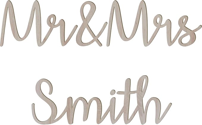 3 Inch Tall Custom Word Scroll Script Cursive Font Affection, Choose Wood Material for Names, Unfinished Initials Craft, Kid's Room Sign, Wall Plaque (3")