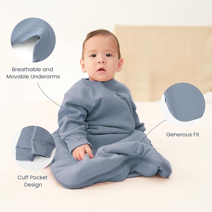 Unisex Sleeping Bag for Babies and Toddlers 1.0 Tog Sleep Sack 0-6 Months, Newborn Sleep Sack, Wearable Blanket Baby, One Piece Long Sleeves, Gifts for Baby