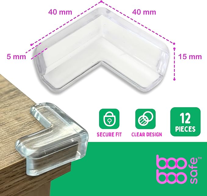 Transparent Corner Protector for Baby Safety - 12-Pack Edge Protectors, Furniture Corner Guards & Table Edge Covers - BPA-Free, Soft L-Shape Design for Baby Proofing Corners