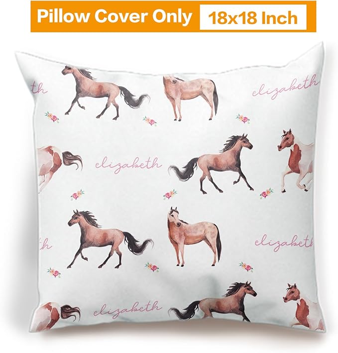Custom Crib Bedding Set - Horse Design Personalized Name Baby Nursery Bedding 3 Pcs Set - Chic Soft Blanket, Sheet, Pillowcase for Newborns Boys Girls Gifts Color10