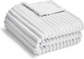 Soft Fleece Baby Blanket Ultra Cozy Grey Baby Blankets for Boys Warm and Lightweight Infant Toddler Newborn Receiving Gift with Reversible Stripes for Crib Stroller, 30x40 Inch, Light Grey