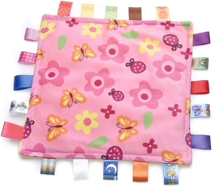 Inchant Colorful Ribbons Baby Taggy Blanket Comforter appese Towel, Flower Shape Kids Toddlers Security Blanket