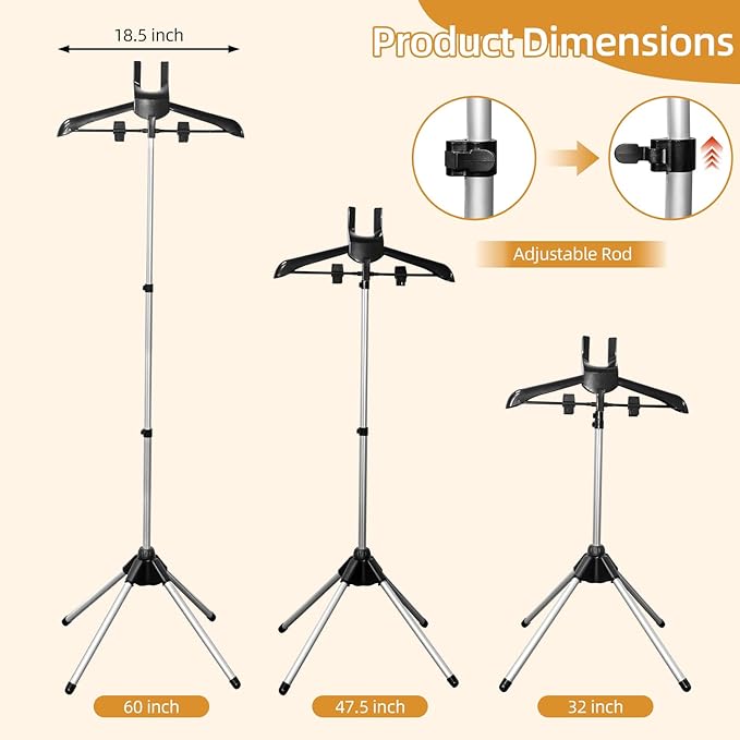 Adjustable Shirt Display Stand 32-63 Inch, Foldable Clothing Display Stand Mannequin Torso for Retail Vendors, Multi-Use Steamer Rack Stand for Clothes Garment (1)