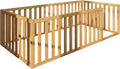 Montessori Floor Bed for Kids 39.4'' x 75.2'' Twin | Toodlers Floor Bed with Safety Guardrails | Pine Wood Baby Bed | Sturdy Wood Frame Bed for Girls and Boys (Twin, Height : 19 Inches)