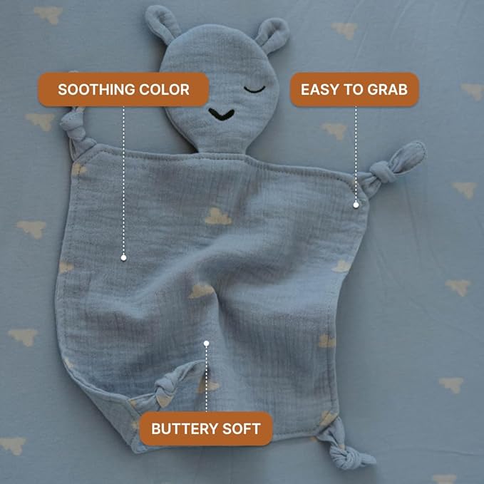 Parker Baby Muslin Lovey Security Blanket for Babies | 100% Organic & Hypoallergenic Muslin Cotton | Soft & Safe for Newborns and Toddlers | Travel Friendly Sleep Soother