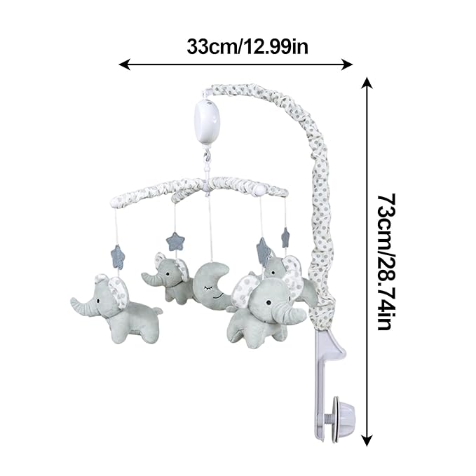 Mobile for Crib Nursery – Plush Ba-by Crib Mobile, Wind-Up Cradle Mo-Bile with High Contrast Music Box | Nursery Bed & Cradle Hanging Decoration for Room