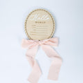 Baby Announcement Sign 6.5 Inch Wooden Hello World Newborn Welcome Sign Birth Name Plaques for Photo Props Shower Hospital Nursery (BOW CUT)