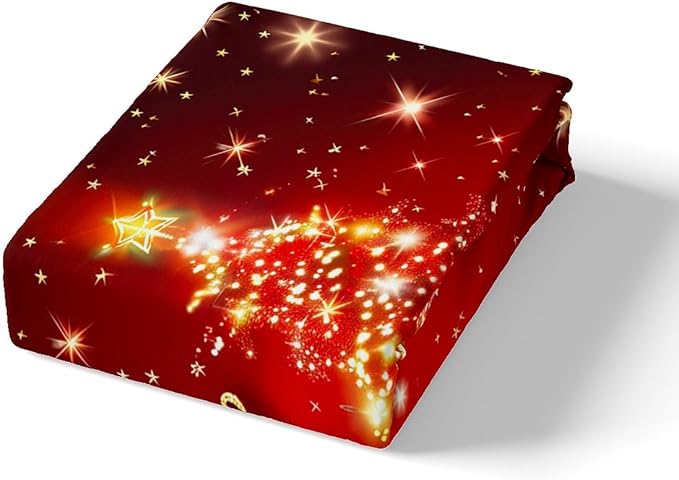 Manfei Christmas Tree Duvet Cover Set Full Size Gold Sparkle Comforter Cover Merry Christmas Bedding Set 3pcs for Kids Boys Girls Western New Year Theme Bedspread Cover with 2 Pillowcases,No Comforter